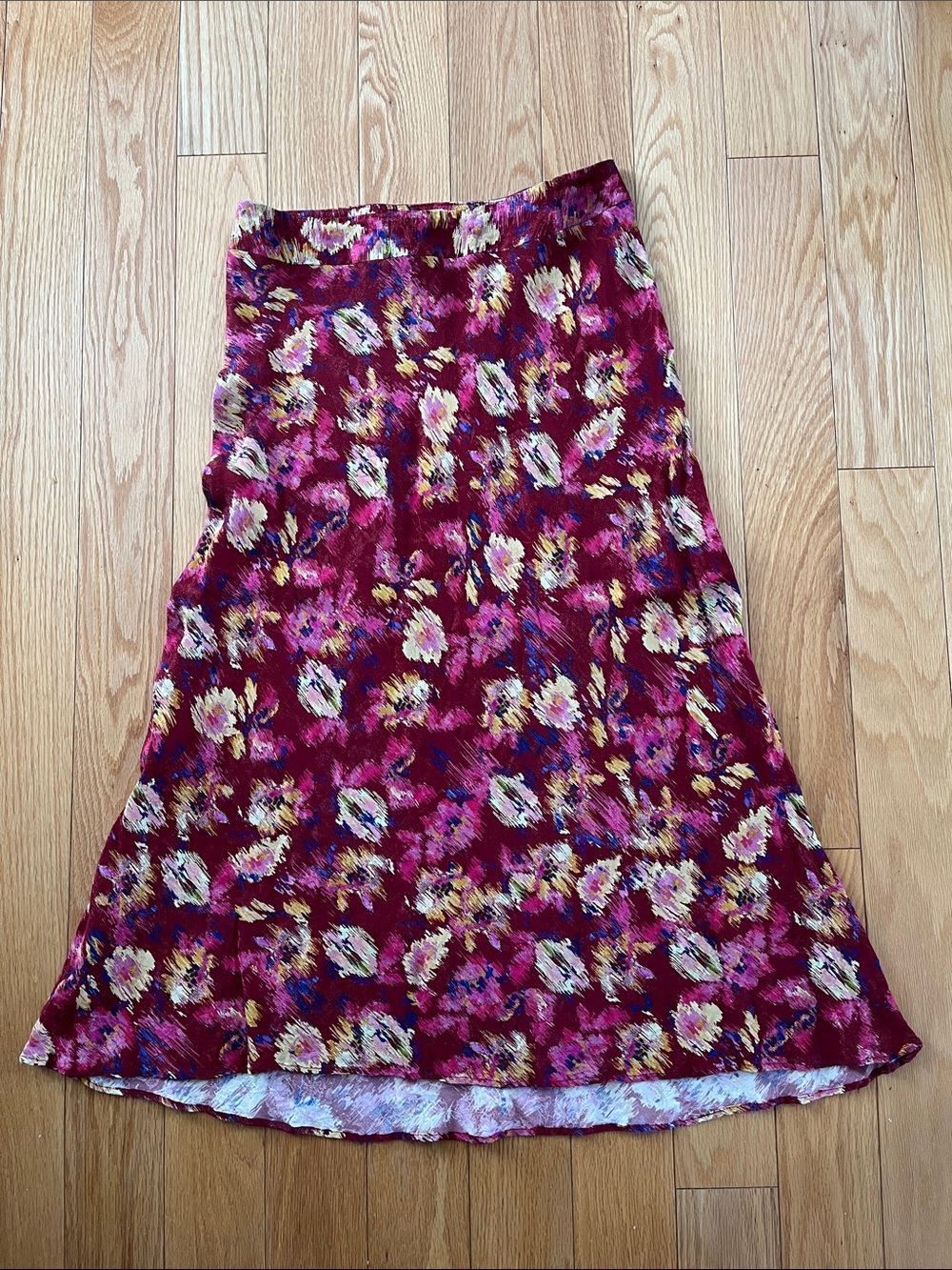 Sezane Floral Maxi Skirt in Burgundy size 36 small